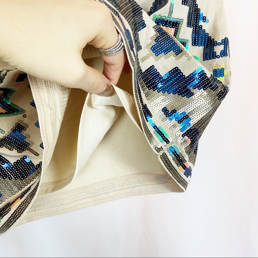 Express Iridescent Pattern Sequined Mini Skirt S - image 4